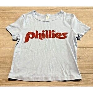 Philadelphia Phillies MLB Bella Canvas Short Sleeve Baby Tee Light Blue Large